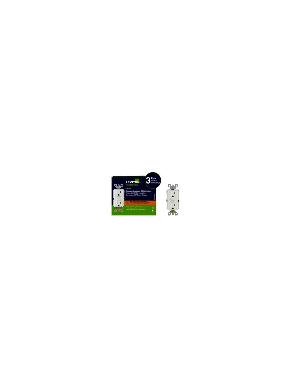 Leviton Decora 15A Tamper-Resistant Slim GFCI Receptacle 3-Pack